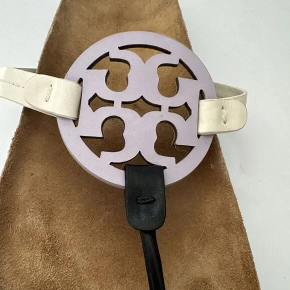 TORY BURCH Miller Cloud Thong Sandal Ivory White Leather Cork Footbed Size 12 - Picture 7 of 9